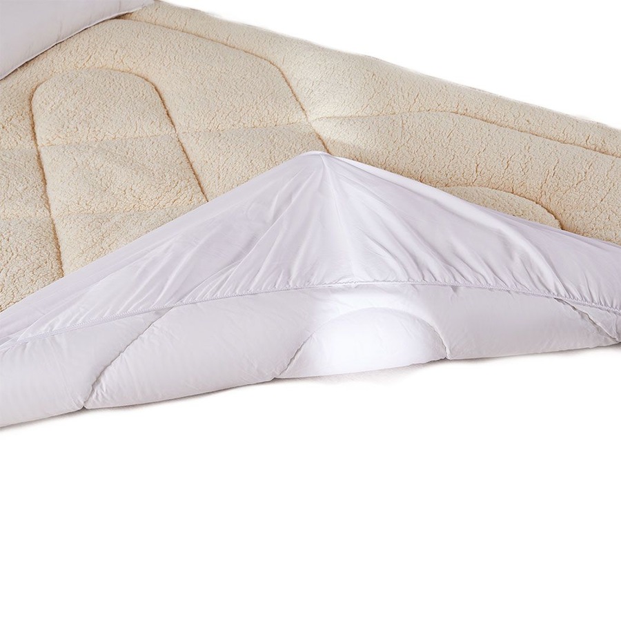 Reversible Wool Mattress Topper Queen - Cream and White