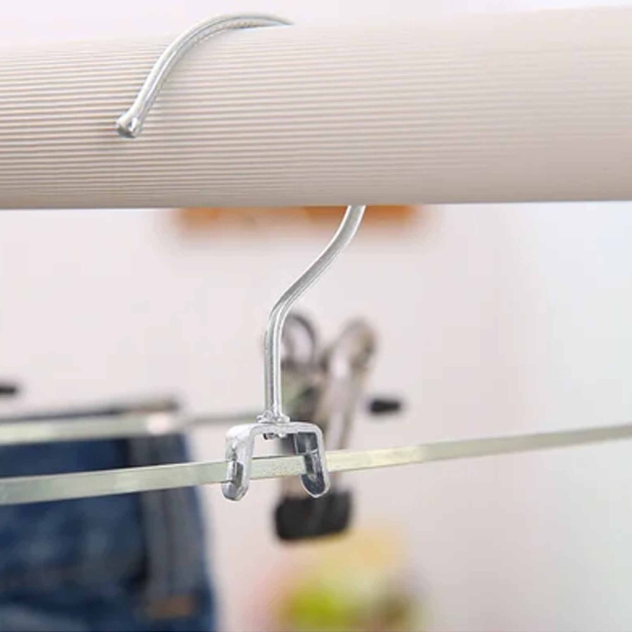 Metal Clothes Hangers with Skirt Clips Adjustable Coat Pant Rack - 10pcs