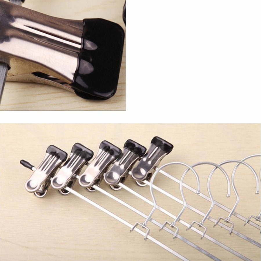 Metal Clothes Hangers with Skirt Clips Adjustable Coat Pant Rack - 10pcs