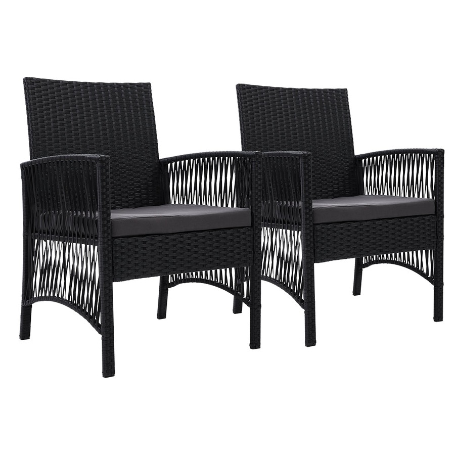 Outdoor Garden Bistro Chairs Patio Furniture Dining Black - Set of 2