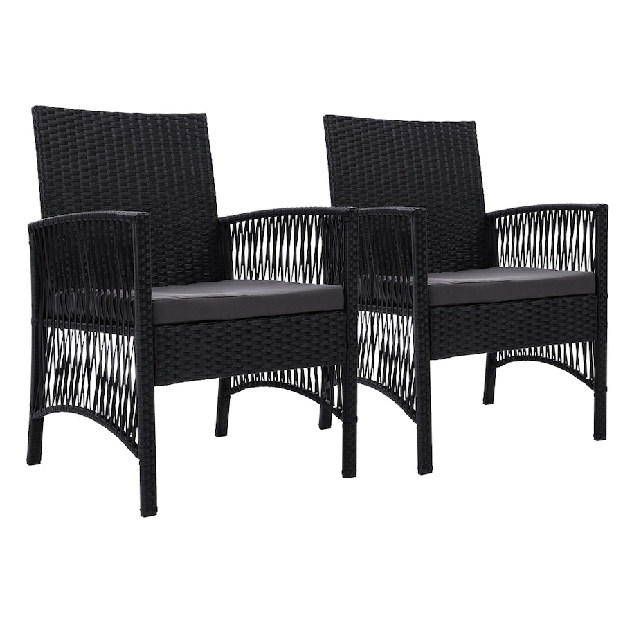 Outdoor Garden Bistro Chairs Patio Furniture Dining Black - Set of 2