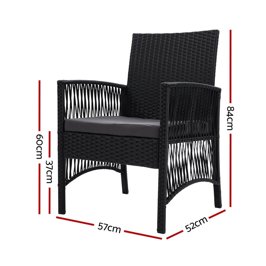 Outdoor Garden Bistro Chairs Patio Furniture Dining Black - Set of 2