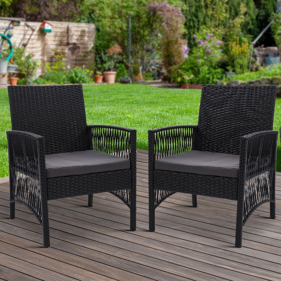 Outdoor Garden Bistro Chairs Patio Furniture Dining Black - Set of 2