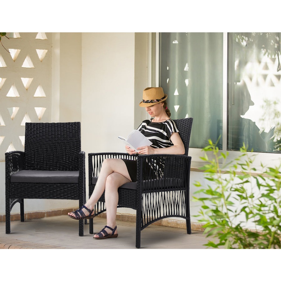 Outdoor Garden Bistro Chairs Patio Furniture Dining Black - Set of 2