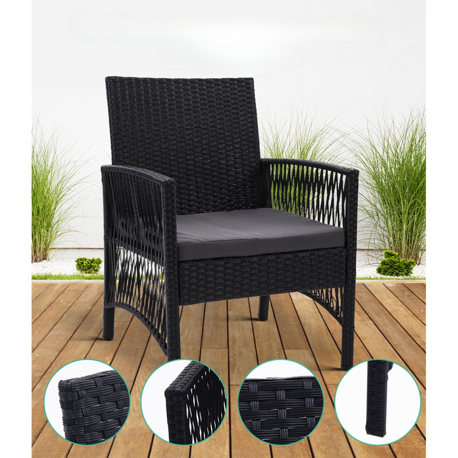 Outdoor Garden Bistro Chairs Patio Furniture Dining Black - Set of 2