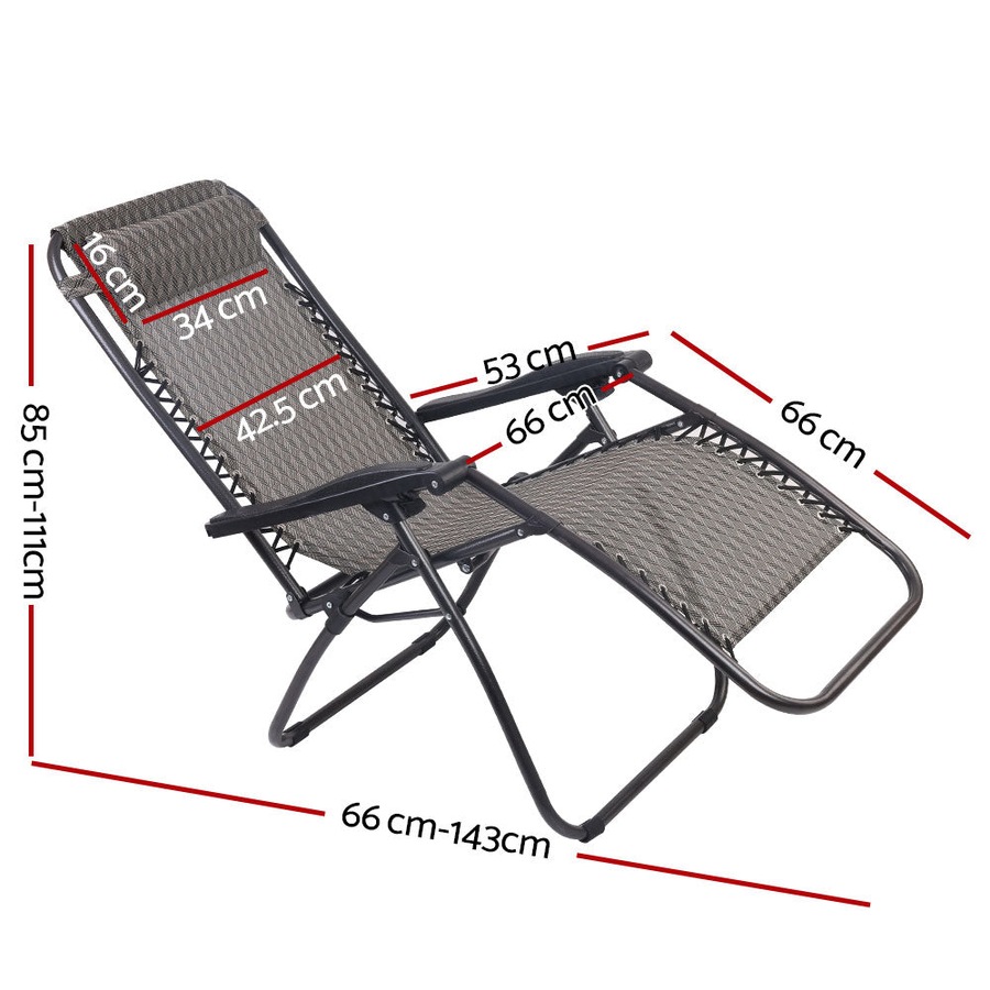 Portable Outdoor Recliner Patio Chair - Grey