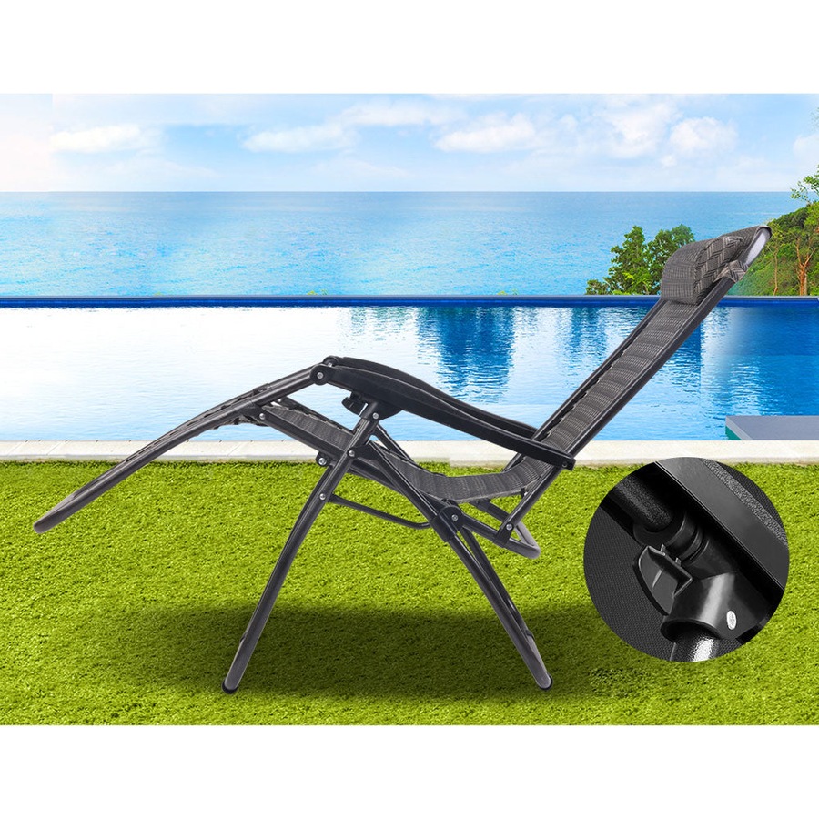 Portable Outdoor Recliner Patio Chair - Grey