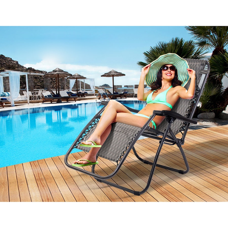 Portable Outdoor Recliner Patio Chair - Grey