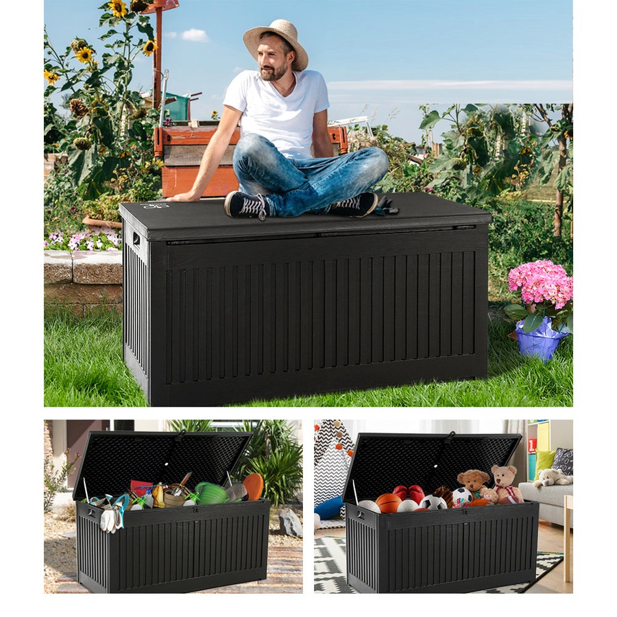 Lockable Outdoor Storage Container Box Black - 270L