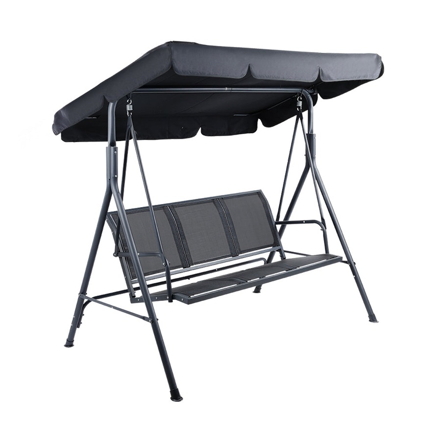 Outdoor Swing Chair Hammock Canopy Garden Bench Seat Patio - Black