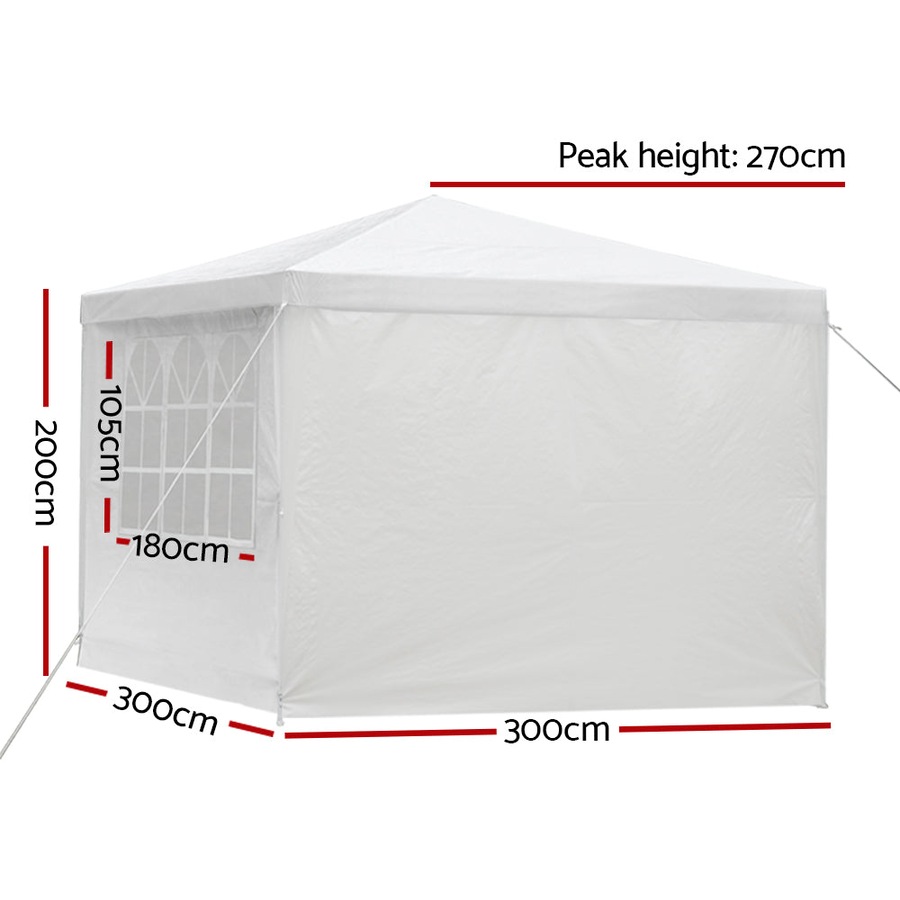 Outdoor Wedding Party Camping Gazebo Tent 4 Wall Panels - 3x3m