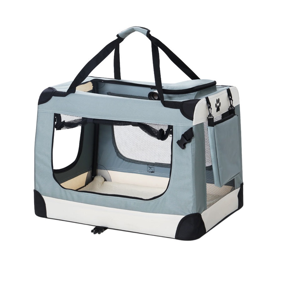 Pet Carrier Dog Cat Travel Portable Cage Kennel Foldable - L