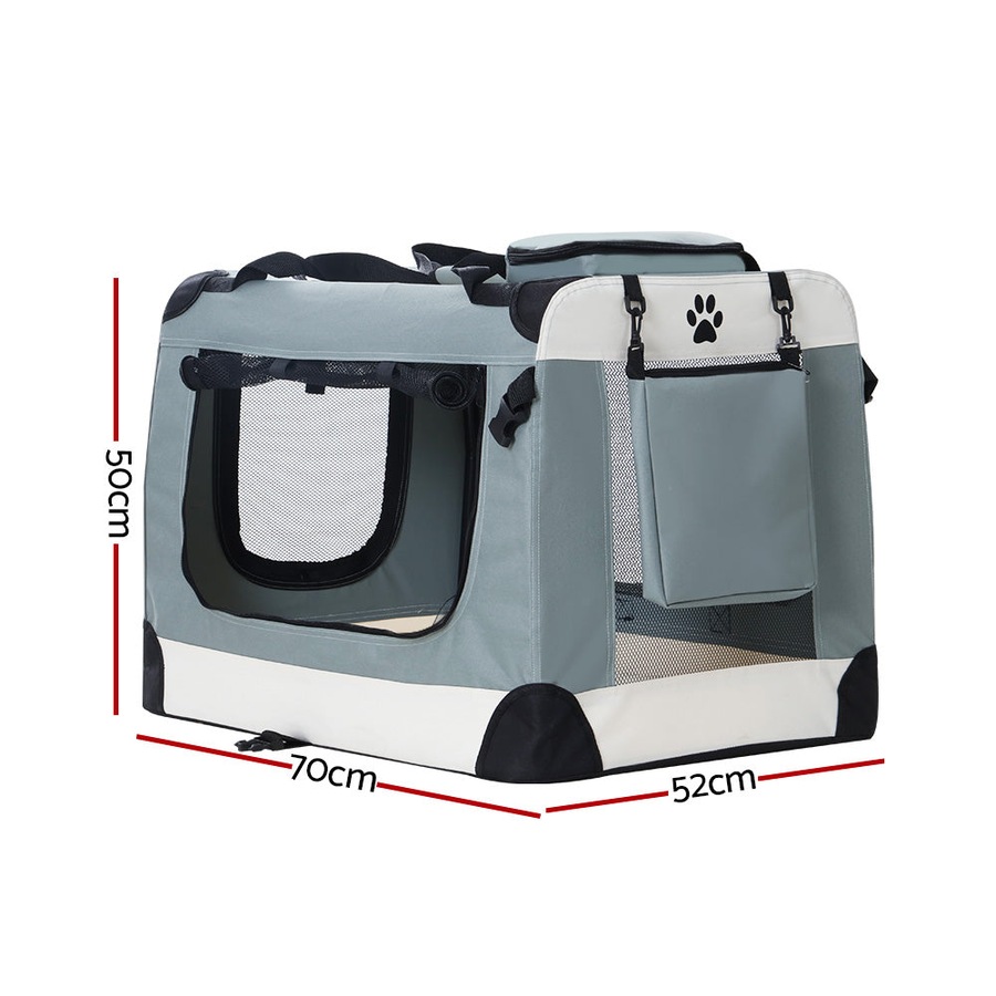 Pet Carrier Dog Cat Travel Portable Cage Kennel Foldable - L