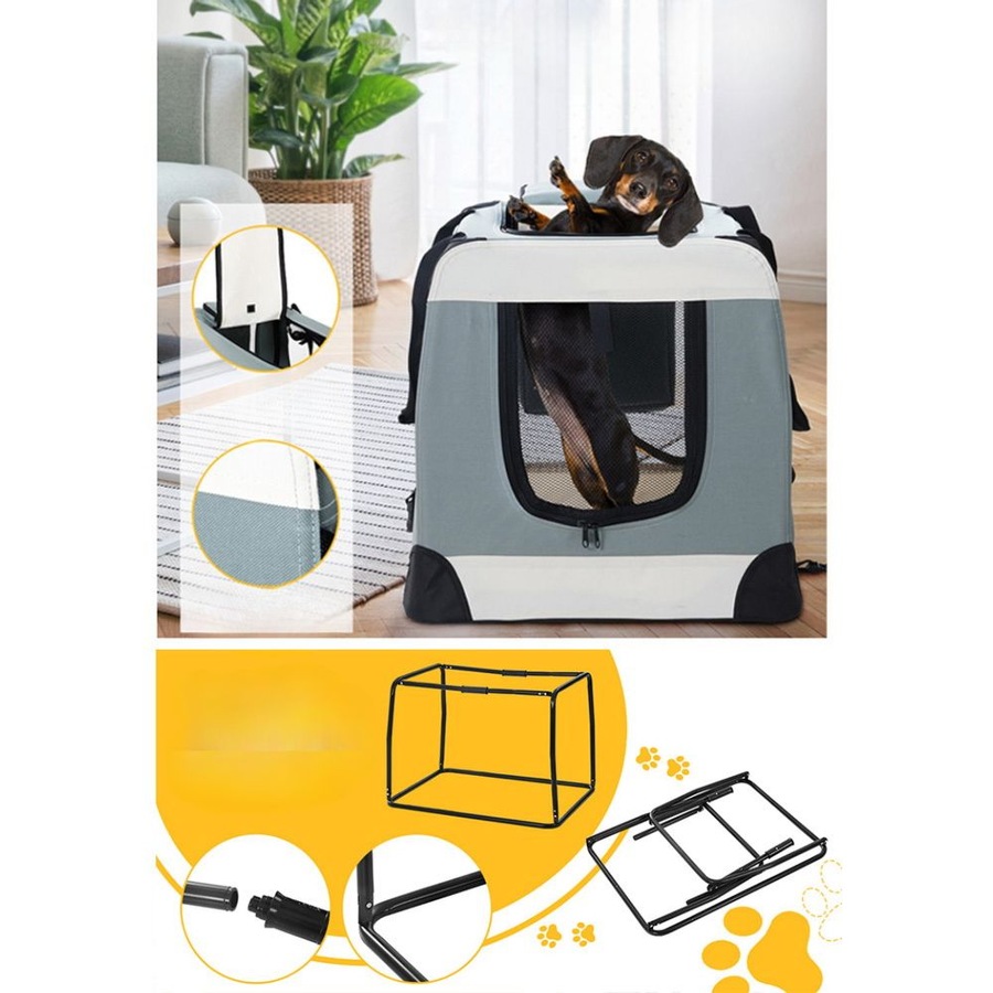 Pet Carrier Dog Cat Travel Portable Cage Kennel Foldable - L