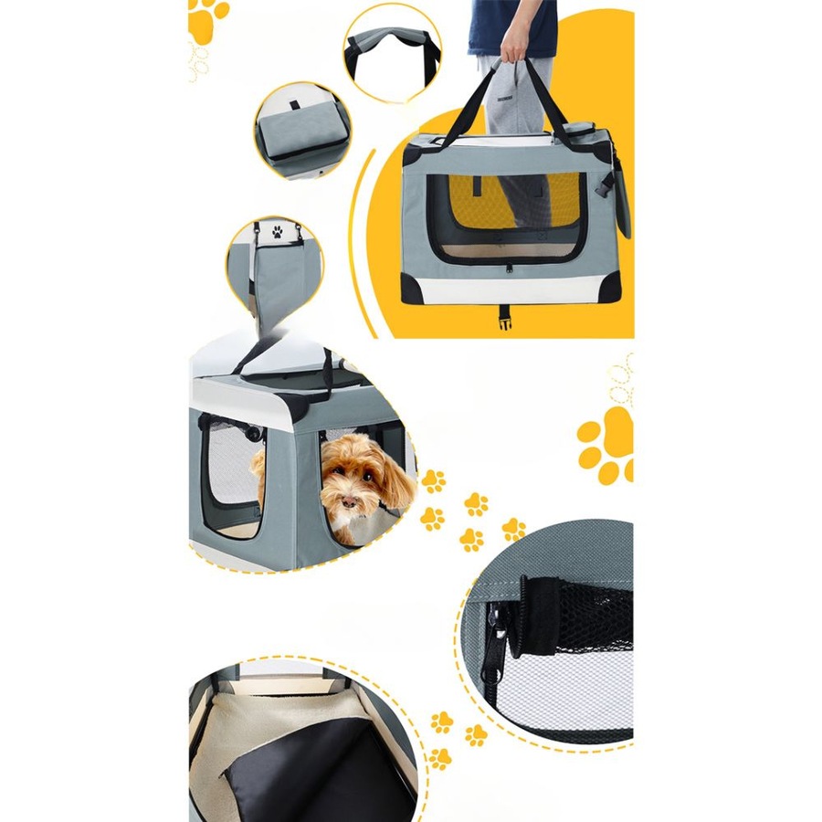 Pet Carrier Dog Cat Travel Portable Cage Kennel Foldable - L