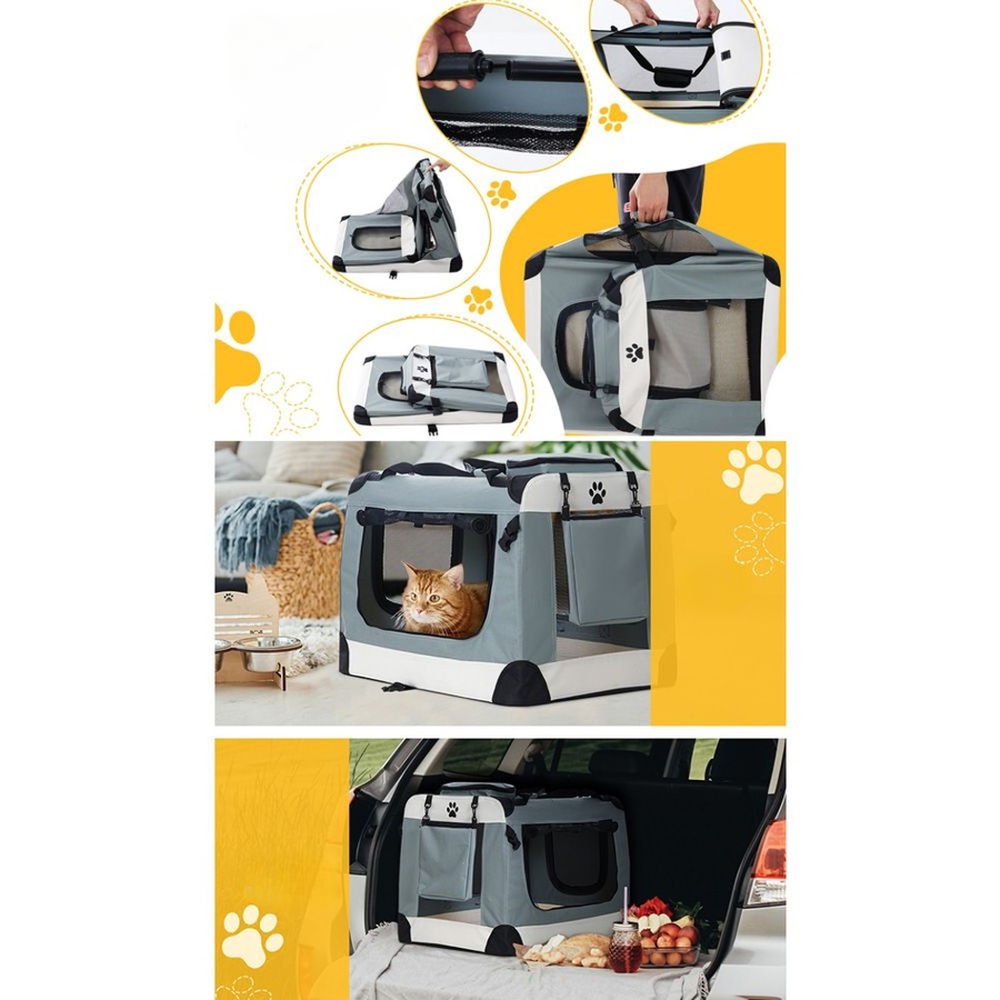 Pet Carrier Dog Cat Travel Portable Cage Kennel Foldable - L