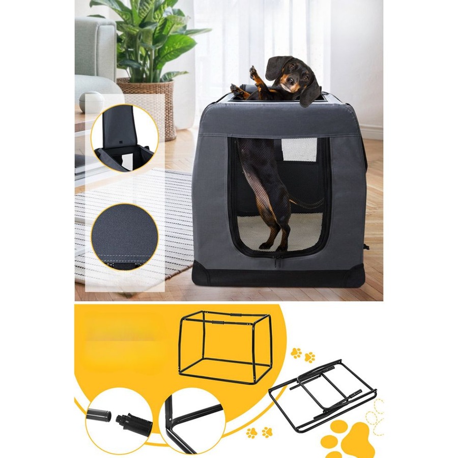 Pet Carrier Dog Cat Travel Portable Cage Kennel Foldable - M