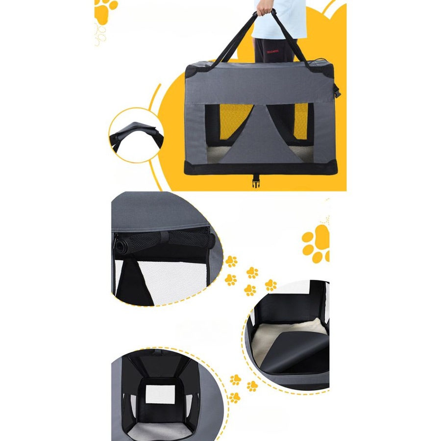 Pet Carrier Dog Cat Travel Portable Cage Kennel Foldable - M