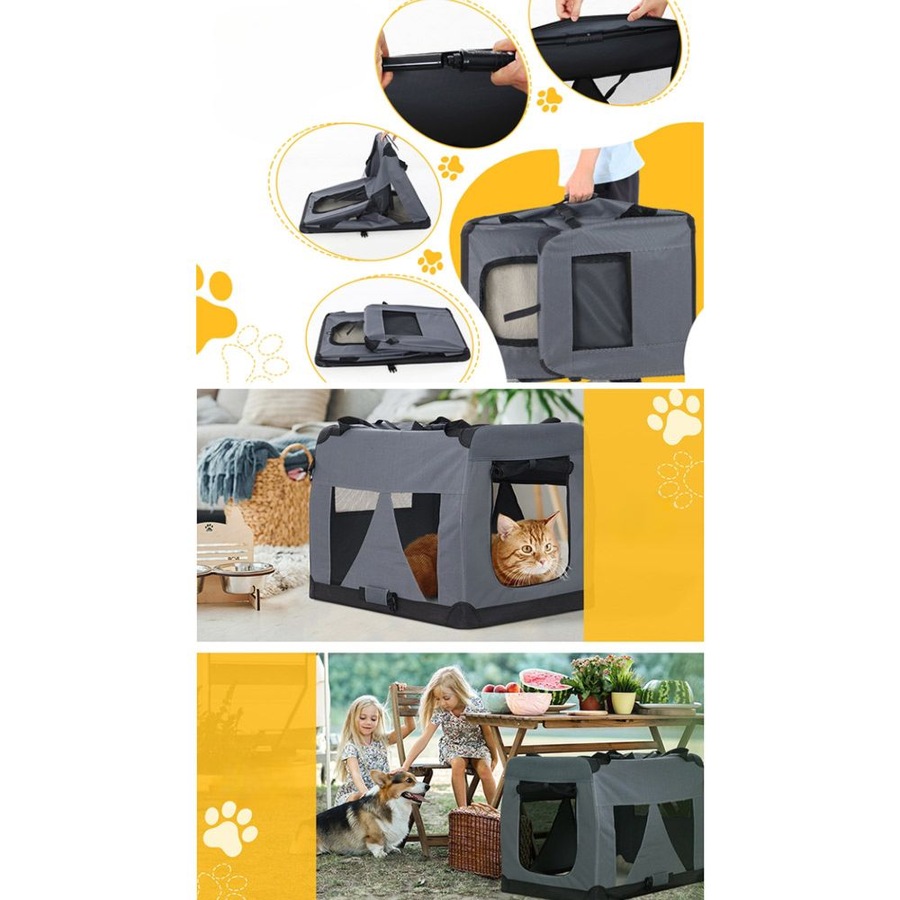 Pet Carrier Dog Cat Travel Portable Cage Kennel Foldable - M
