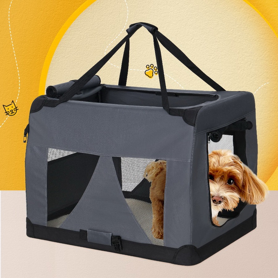 Pet Carrier Dog Cat Travel Portable Cage Kennel Foldable - XL