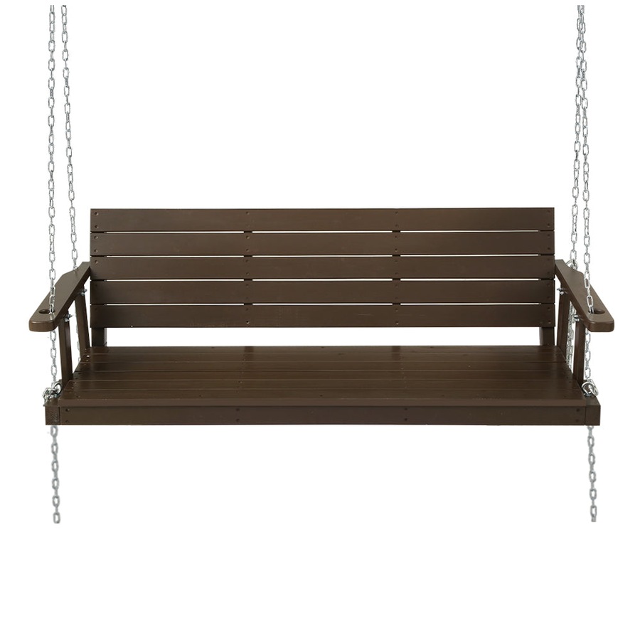 Porch Swing Bench Outdoor Furniture Wooden Chair 3 Seater - Brown