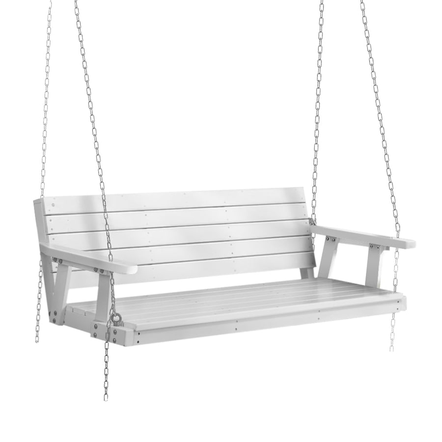 Porch Swing Bench Outdoor Furniture Wooden Chair 3 Seater - White