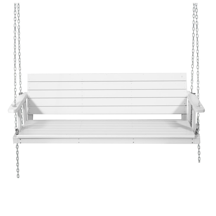 Porch Swing Bench Outdoor Furniture Wooden Chair 3 Seater - White