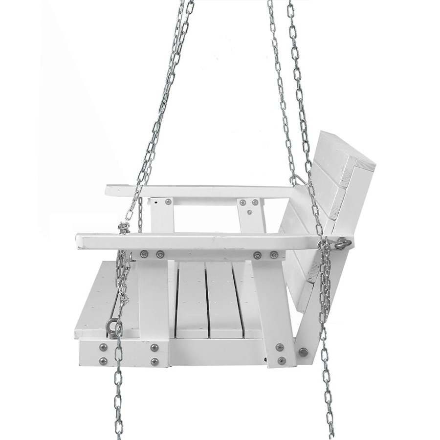 Porch Swing Bench Outdoor Furniture Wooden Chair 3 Seater - White