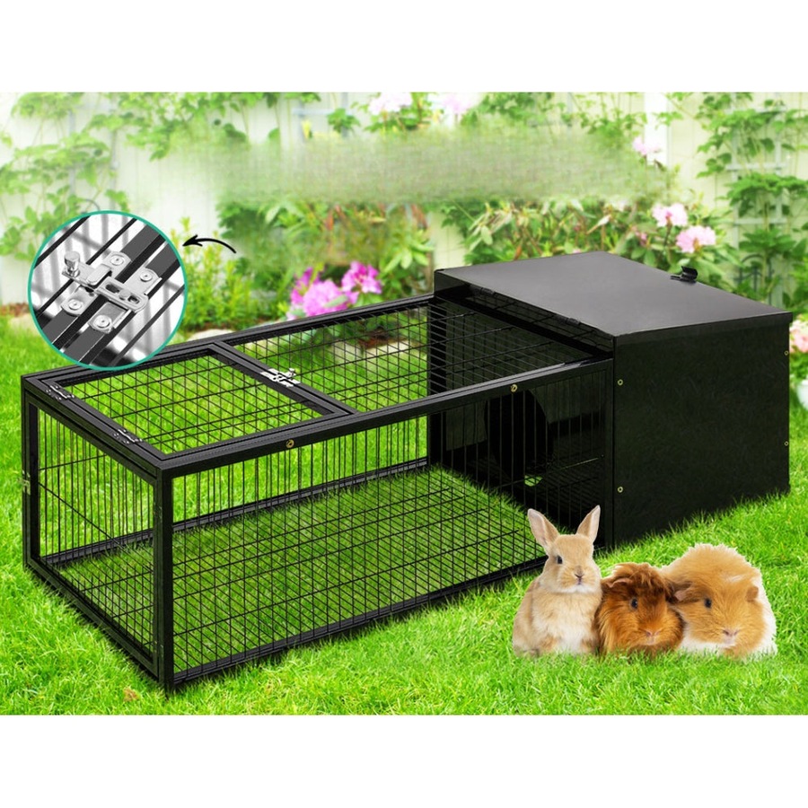 Rabbit Cage Hutch Indoor Outdoor Enclosure Pet Metal Carrier - 122cm