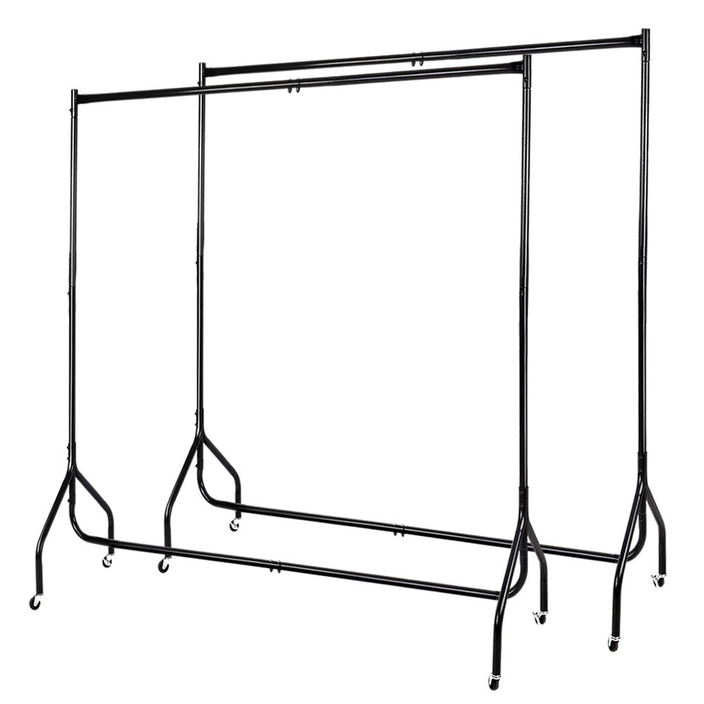 Metal Garment Rack Rail Hanger Set of 2 - Black