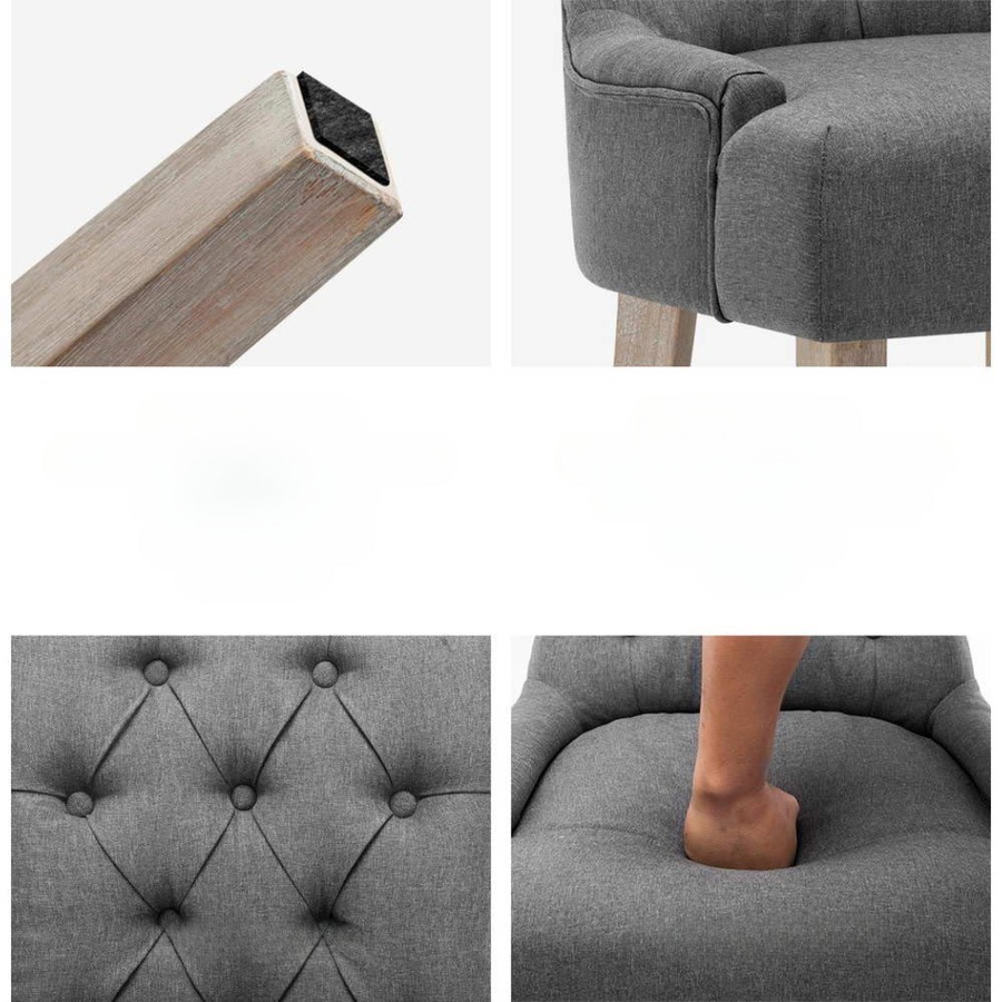 Set of 2 Dining Chair French Provincial Chairs Wooden Fabric Retro Cafe