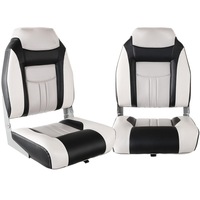 Weatherproof Folding Swivel Boat Seat Grey and Black - Set of 2