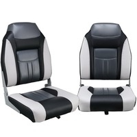 All Weather Swivel Folding Boat Seat Set of 2 - Grey and Black