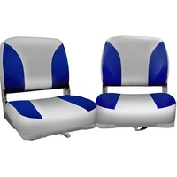 All Weather Swivel Folding Boat Seat Set of 2 - Grey and Blue