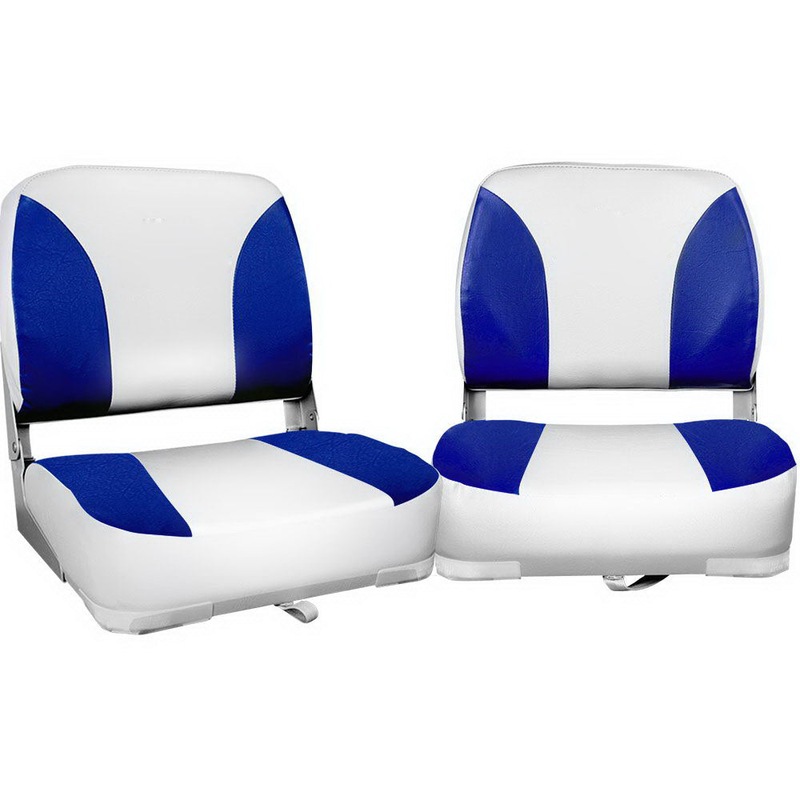 Buy All Weather Swivel Folding Boat Seat Set of 2 White and Blue MyDeal