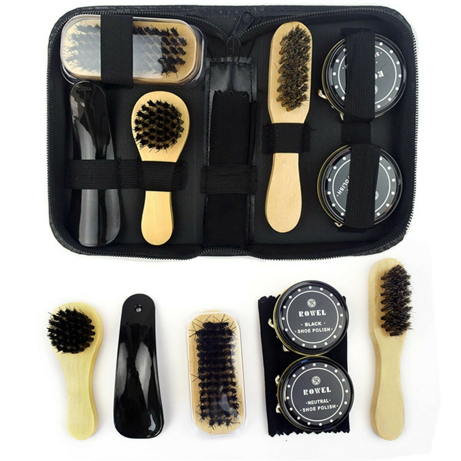 Shoe Shine Polish Cleaning Care Tool Kit Brush Set