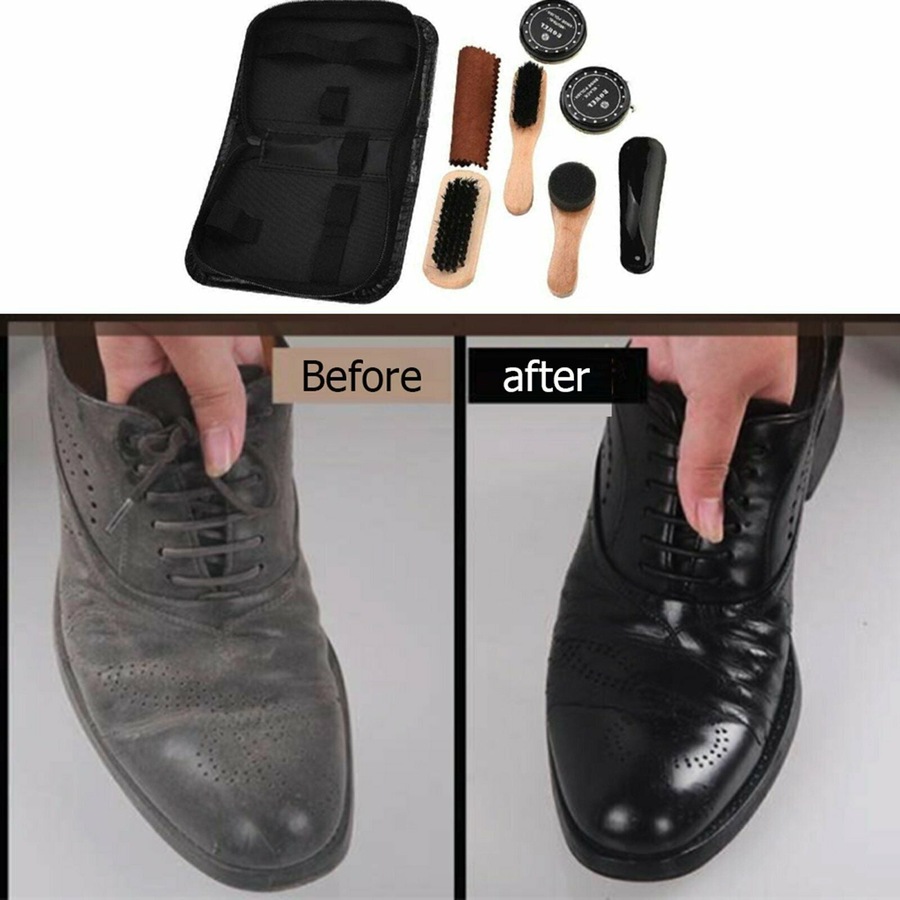 Shoe Shine Polish Cleaning Care Tool Kit Brush Set