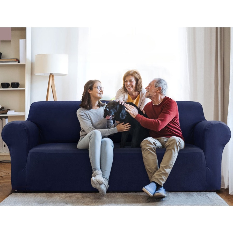 Sofa Cover Elastic Stretchable Couch Covers Navy 3 Seater