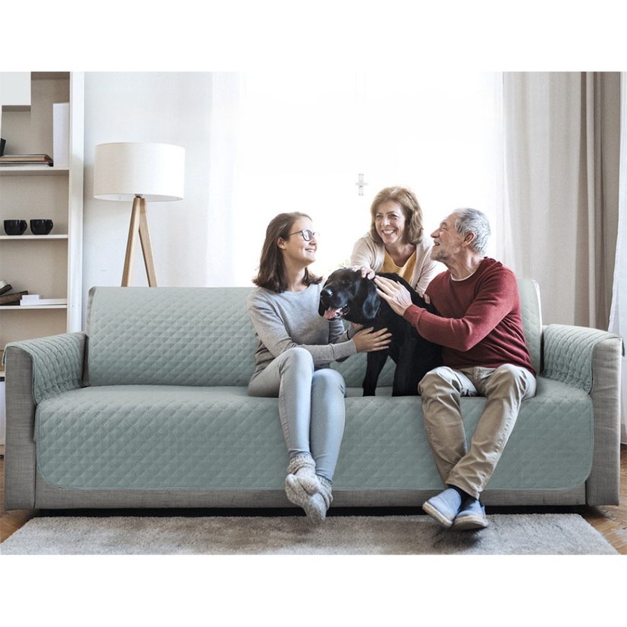 Sofa Cover Quilted Couch Covers 100% Water Resistant 4 Seater Grey