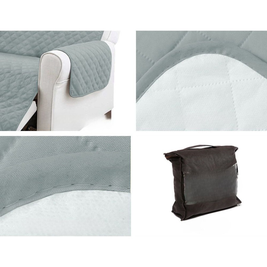 Sofa Cover Quilted Couch Covers 100% Water Resistant 4 Seater Grey