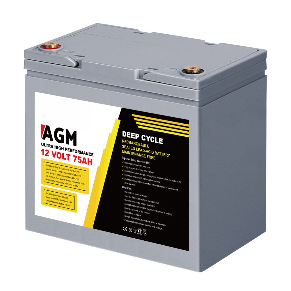 Solar Powered Marine Battery Caravan Box AGM 75Ah  12V Auunite Australia