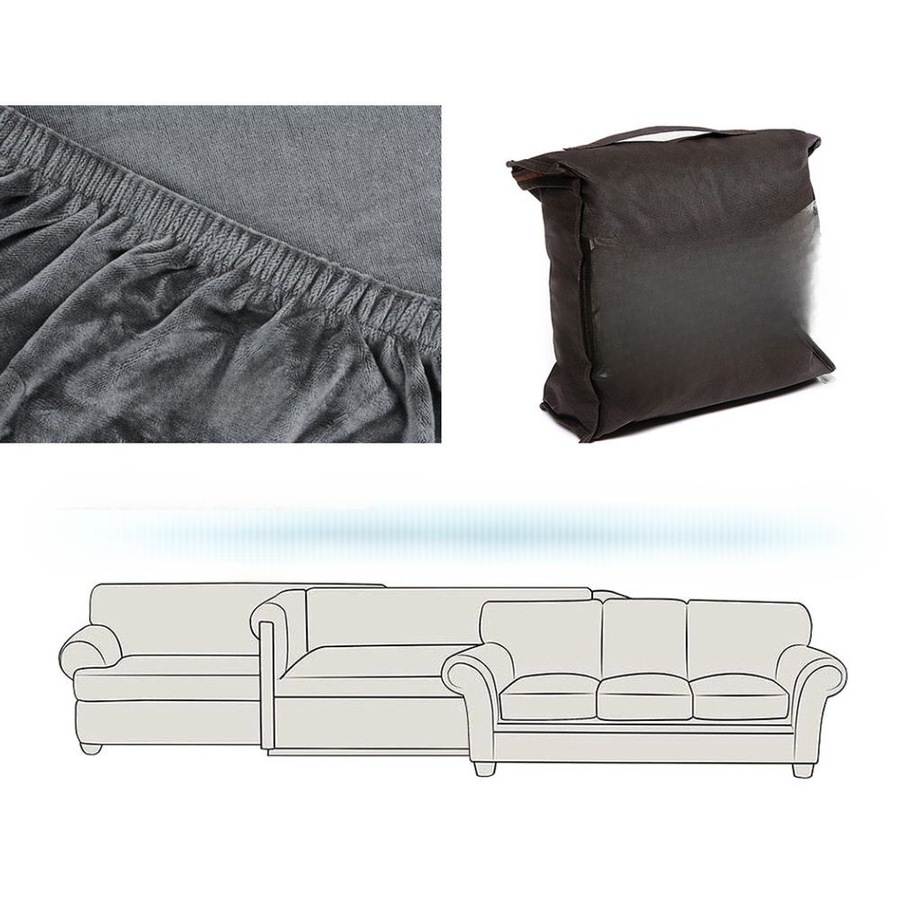 Velvet Sofa Cover Plush Couch Cover Lounge Slipcover 1 Seater Grey