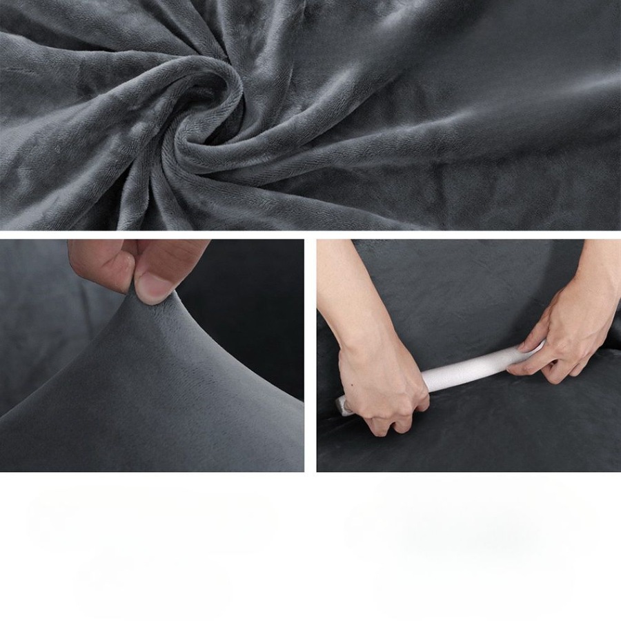 Velvet Sofa Cover Plush Couch Cover Lounge Slipcover 1 Seater Grey