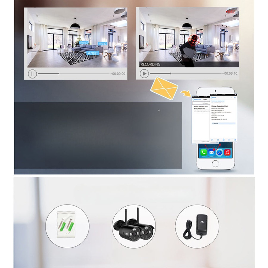 Wireless CCTV System 2 Camera Set For DVR Outdoor Long Range 3MP