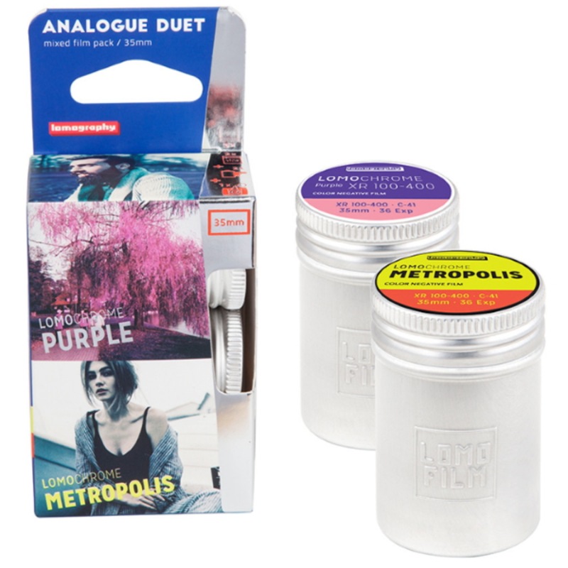 Lomography Analogue Duet Mixed Film Pack 35mm (2 Rolls) Metal canisters + Lomo keyring MyDeal