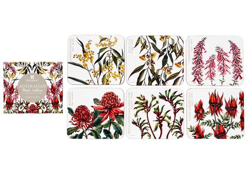 Ashdene Australian Floral Emblems - Assorted Coasters 6 Pack