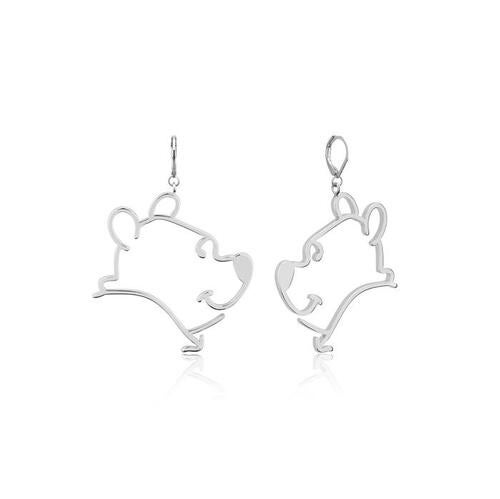 Disney Couture Kingdom - Winnie the Pooh - Outline Drop Earrings White Gold