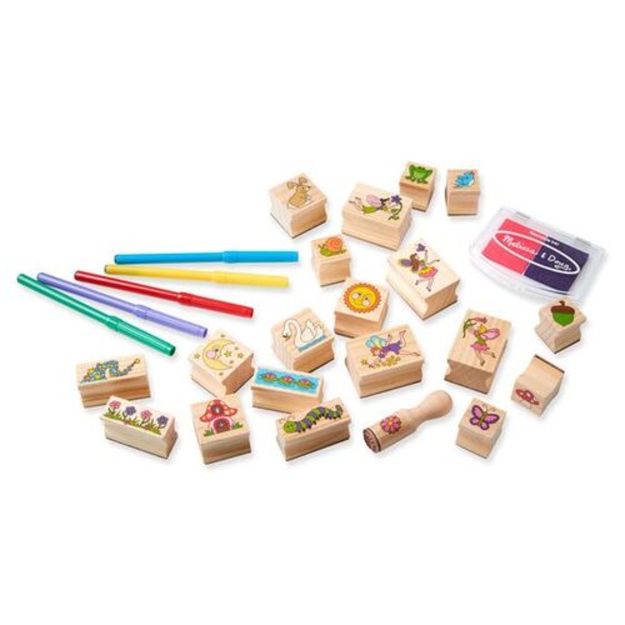 Melissa & Doug Wooden Stamp Set - Stamp A Scene Fairy Garden