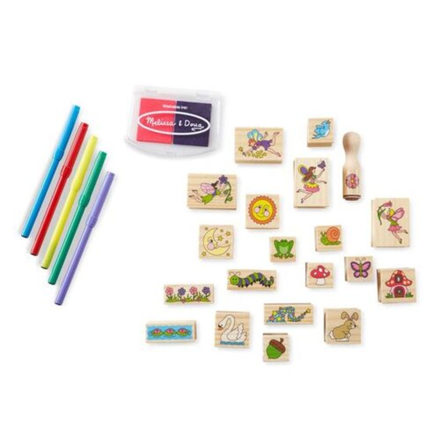 Melissa & Doug Wooden Stamp Set - Stamp A Scene Fairy Garden