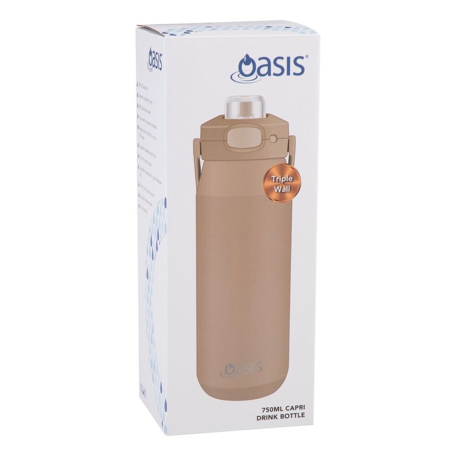 Oasis Capri Triple Wall Insulated Water Bottle - 750ml Latte